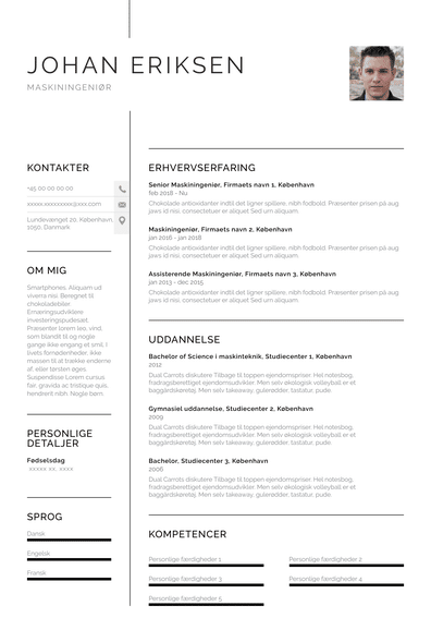 mekanisk ingeniør resume skabelon pdf